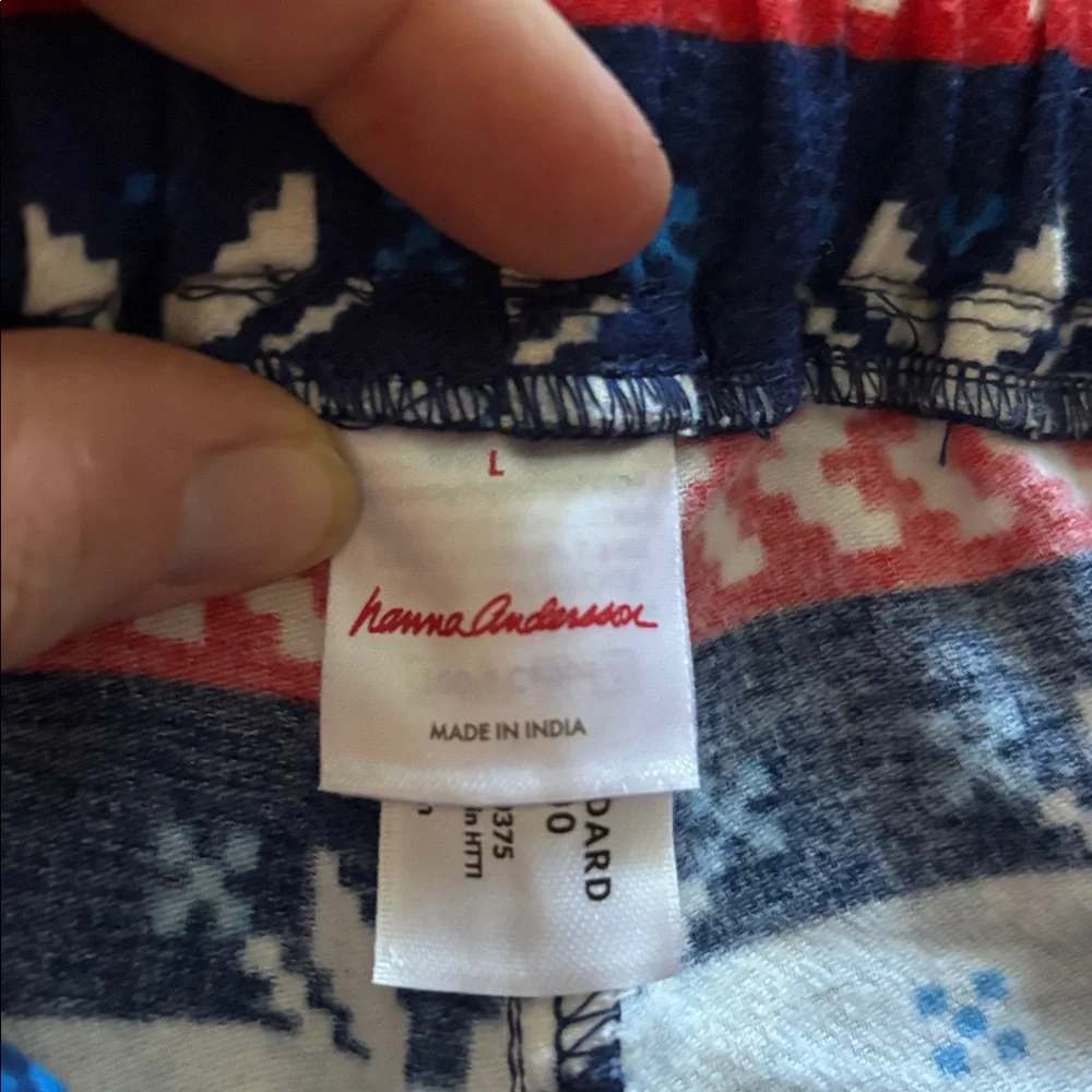 Hanna Andersson Scandi Snowflake Fair Isle Print Adult Pajama Pants, Size Large